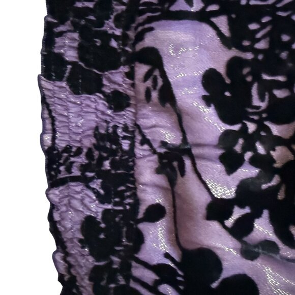 Hale Bob Women's Halter Tank Top Size L Purple Black Silk Blend Tie Neck Smocked - Picture 5 of 7